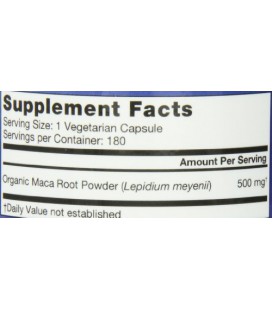 NutriGold  1 organique racine de maca en poudre Capsules - Maca Or, 500 mg, 180 Vegetarian Capsules - sans OGM, sans conservate