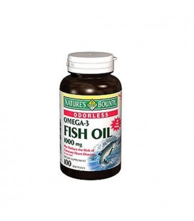 Nature's Bounty Omega-3 Fish Oil, Odorless, 1000mg, 100 Soft