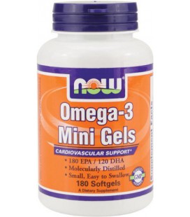 NOW Foods Omega-3 Mini Softgels  (180 EPA/120 DHA), 180 Soft