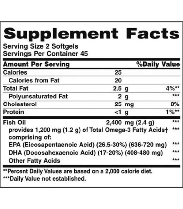 Nature's Bounty Fish Oil 1200 Mg. Double Strength Odorless s