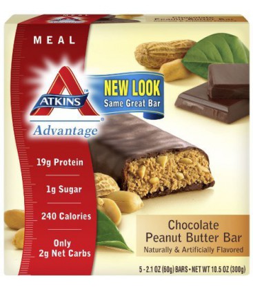 Atkins Advantage Bars, Chocolate Peanut Butter , 5 - 2.1-Oun