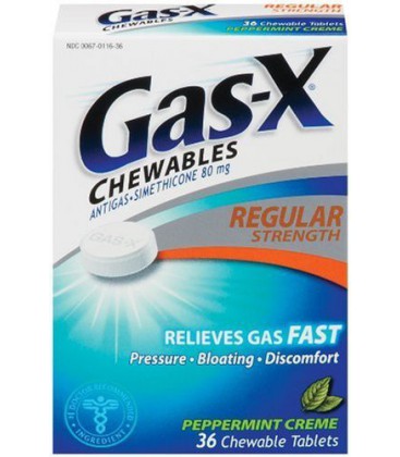 Gas-X Anti-Gas Chewable Tablets, Peppermint Creme, 36-Count