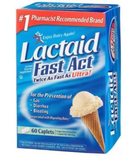 Lactaid Fast Act Lactase Enzyme Supplement, Caplets 60 each