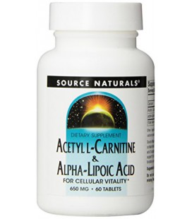 Source Naturals acétyl L-carnitine et acide alpha-lipoïque, 650mg, 60 comprimés