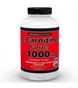 L-Carnitine Tartrate - 1000mg - 120 Double Potence Tablets - fournit un support pour du métabolisme des graisses, niveaux d'éner