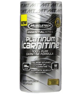 MuscleTech Platinum 100% Carnitine, 100% Pure Carnitine Formula, 500 mg de carnitine par Capsule, 180 Capsules
