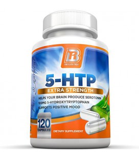 BRI Nutrition 5-HTP - 120 Count 100mg 5 HTP Capsules Veggie - Aide à améliorer votre humeur globale, Relaxation, Sleep &amp;