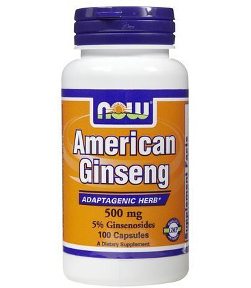 NOW Foods American Ginseng 500 mg Caps, 100 ct (Pack of 2)