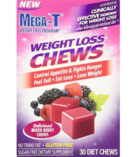 Mega T-Perte de poids Chews contrôle l'appétit et lutte contre la faim Berry Mixte, 30 Chews Diet