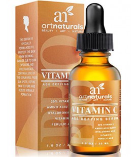 ArtNaturals Enhanced vitamine C Sérum Acide Hyaluronique 1 Oz - Top anti-rides, anti-âge et réparations cernes, Fades