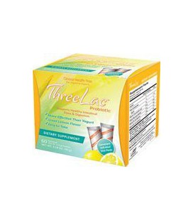 Global Health Trax ThreeLac Probiotic Lemon -- 60 Packets(2 Boxes)