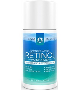 InstaNatural Rétinol Hydratant Crème - Lotion anti-âge à la vitamine C et l'acide hyaluronique - Idéal pour les rides et ridules
