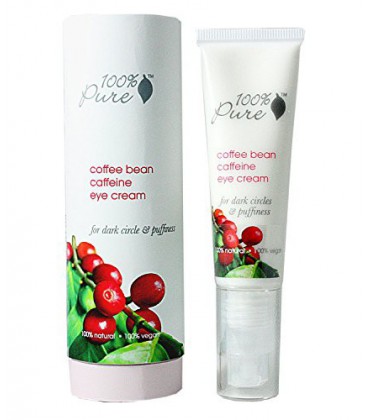 100% Pure: Organic Coffee Bean Cream Caféine Eye, 1 oz, anti-inflammatoire, Eclaircit les cernes, concentré avec Potent