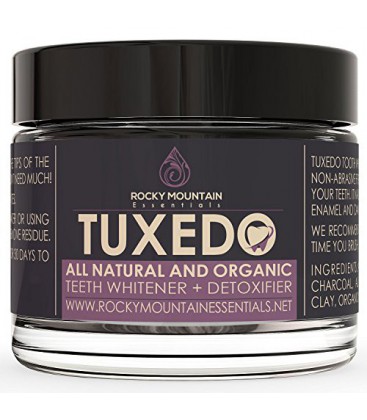 All Natural Charcoal Blanchiment des dents, 'Tuxedo' dents et des gencives en poudre par Rocky Mountain Essentials. Coconut char