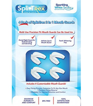 SplinTrex Multi Use dents Protège-dents - 4 PACK - sans BPA - grincement de dents dentaire Gardien de nuit, Athletic Garde Bouch