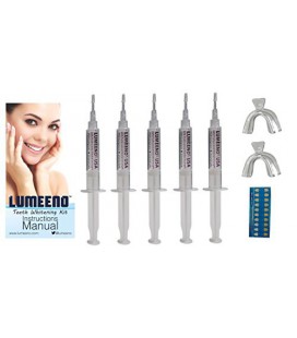 Lumeeno ™ dents Kit de blanchiment des 5 grandes 44% de peroxyde de carbamide Gels + 2 bricolage Mouth Plateaux Guide Shade 25 T