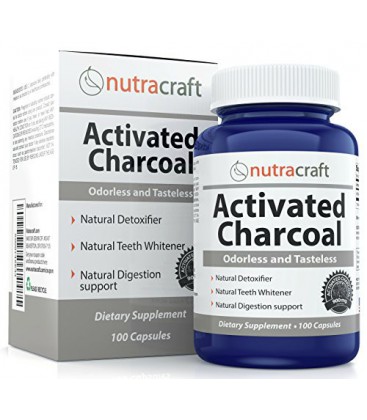 Activé Capsules Charcoal Pour blanchir les dents, gaz, Hangovers &amp; Detox - Double Strength Avec 900mg par Servez - 100%