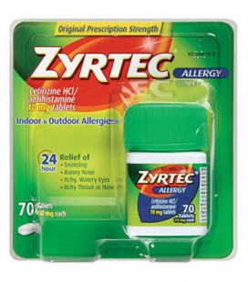 Comprimés Zyrtec, 70 Count, 10 mg