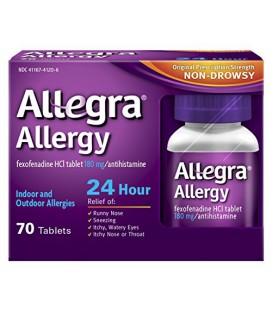 Allegra Adulte 24 heures Allergie Comprimés, 180mg, 70 Count