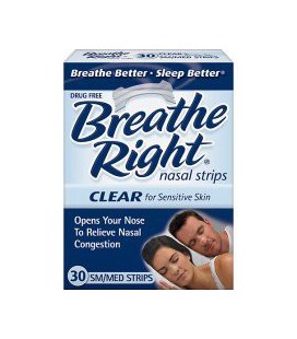 Bandelettes nasales Breathe Right, Small / Medium, Effacer, 30 Count