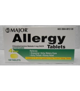 Major Pharmaceuticals chlorphéniramine 4 mg comprimés, 100 Count