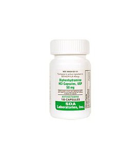 Diphenhydramine HCL [Comparer à Benedryl] 50 mg, 100 Capsules