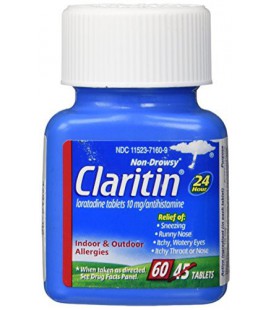 Claritin Non-Drowsy 24 h intérieurs et extérieurs Allergie antihistaminiques Tablets - 60 CT