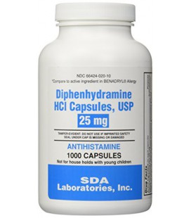 Générique Benadryl Allergy - Diphenhydramine (25mg) - 1000 Capsules