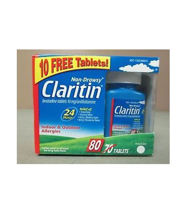 Claritin non somnolents 24 heures à l'intérieur Allergies extérieures 80 Comprimés