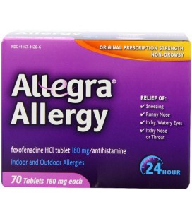 Allegra Adulte 24 heures Allergie Comprimés, 180mg, 140 comprimés