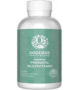 Prime vitamines prénatales par Goddess - 800 mcg d'acide folique - 90 Count - Le meilleur supplément prénatal vitamine pour