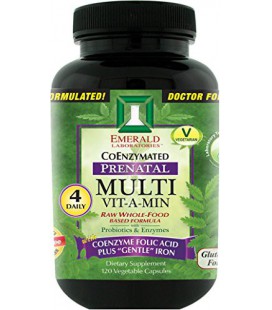 Emerald Laboratories - Prenatal multi Vit-A-Min (4-Daily) - avec Coenzyme acide folique Plus "doux" Iron - 120 légumes