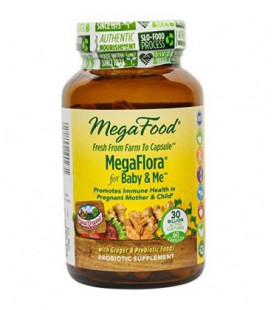 MegaFood - mégaflore Baby &amp; Me, Favorise immunitaire Santé Mère enceinte et de l'enfant, 60 capsules