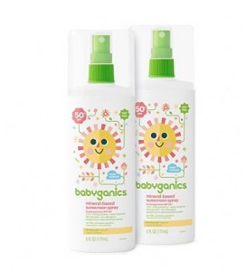 Babyganics Mineral-Based Baby Sunscreen Spray, SPF 50, 6oz Spray Bottle (Pack of 2)