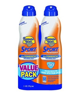 Banana Boat Ultra Mist Sport Performance Broad Spectrum Sun Care Sunscreen Spray - Twin Pack - SPF 30, 2 count, 6OZ