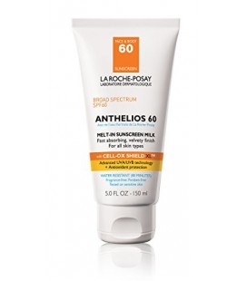 La Roche-Posay Anthelios 60 Body and Face Sunscreen Melt-In Milk Lotion, SPF 60 with Antioxidants, 5 Fl. Oz.