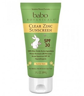 Babo Botanicals SPF 30 Clear Zinc Lotion - 3 Ounces, Best Natural Mineral Sunscreen, Non-Nano, Sensitive