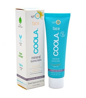 COOLA Mineral Suncare, Unscented Matte Tint Face Sunscreen, SPF 30, 1.7 fl. Ounce, Mineral BB Cream, Natural Beige Tint