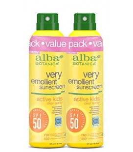 Alba Botanica Very Emollient SPF 50 Active Kids Clear Spray, 2 Count