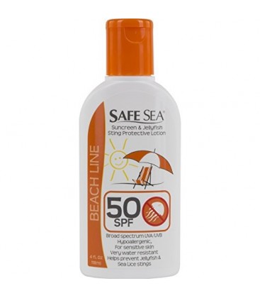 Safe Sea Anti-jellyfish Sting Protective Lotion - Sunscreen - Sunblock - Sea Lice - Jelly Fish (SPF50, 4oz Bottle, Single