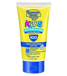 Banana Boat Sunscreen Kids MAX Protect & Play Broad Spectrum Sun Care Sunscreen Lotion - SPF 100, 4 Ounce