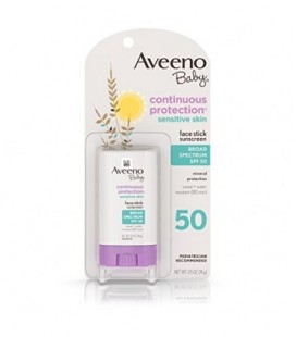 Aveeno Baby Continuous Protection Face Stick Sunscreen With Broad Spectrum Spf 50 Containing Mineralguard, .5 Oz. (Pack of 3)
