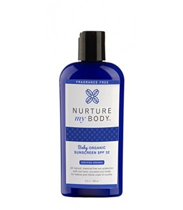 Organic Baby Sunscreen SPF 32 by Nurture My Body, All Natural, Fragrance Free, Great for Babies, Toddlers, and Children -