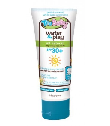 TruBaby Water & Play, Mineral Sunscreen SPF 30, Water Resistant, Broad Spectrum, Unscented, 2 Oz
