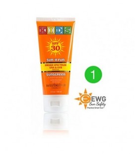 Sun'n'Fun Broad Spectrum Natural Mineral Sunscreen for Kids SPF 30, with Antioxidants, Marshmallow and Chocolate, 3.3oz,