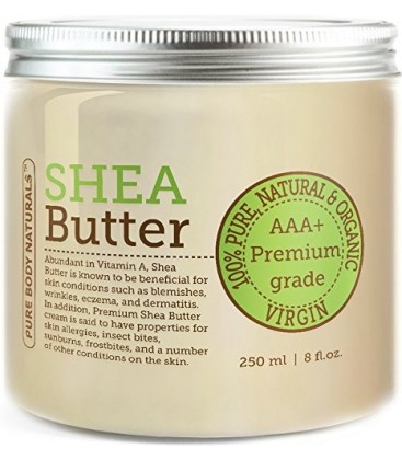 Pure Body Naturals AAA+ Unrefined Organic Shea Butter, 8 Ounce