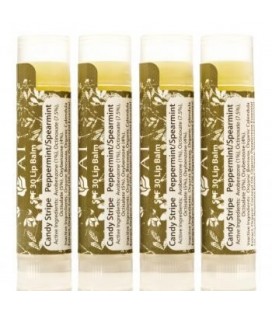 Organic Beauty Products Lip Balm - Certified Organic SPF 30 Candy Stripe Peppermint / Spearmint Lip Balm – 4 Pack - Jing Ai