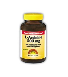 Nature's Life L-Arginine Capsules, 500 Mg, 100 Count
