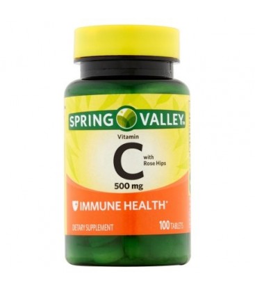 Spring Valley La vitamine C avec des comprimés églantier naturelles 500 mg 100 ct
