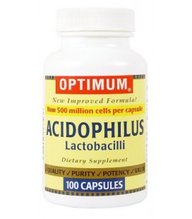 Optimum Acidophilus Lactobacilli Capsules, 100 Count (Pack of 2)